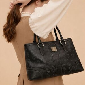 MCM Black and Gray Leather Tote